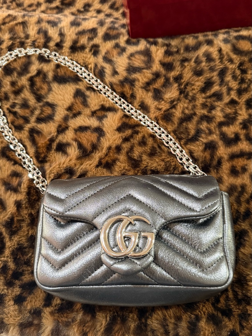 Metallic Quilted Shoulder Bag with Chain Strap